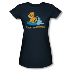 Garfield - I Don't Do Mornings Juniors T-Shirt In Navy