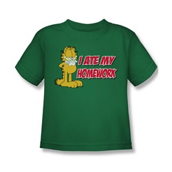 Garfield - I Ate My Homework Little Boys T-Shirt In Kelly Green