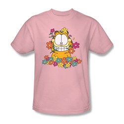 Garfield - In The Garden Adult T-Shirt In Pink