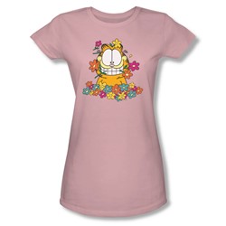 Garfield - In The Garden Juniors T-Shirt In Pink
