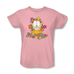 Garfield - In The Garden Womens T-Shirt In Pink