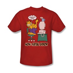Garfield - Compute This! Adult T-Shirt In Red