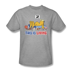 Garfield - This Is Living Adult T-Shirt In Heather