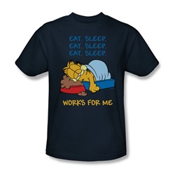 Garfield - Works For Me Adult T-Shirt In Navy