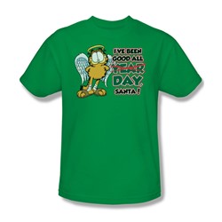 Garfield - I'Ve Been Good Adult T-Shirt In Kelly Green