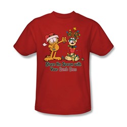 Garfield - Share The Season Adult T-Shirt In Red
