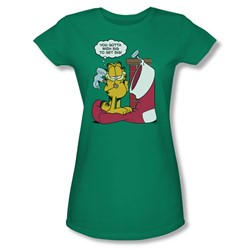 Garfield - Wish Big Juniors T-Shirt In Kelly Green
