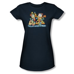 Garfield - Bright Holidays Juniors T-Shirt In Navy
