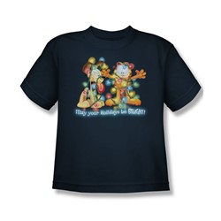 Garfield - Bright Holidays Big Boys T-Shirt In Navy
