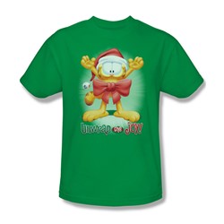Garfield - Unwrap The Joy! Adult T-Shirt In Kelly Green