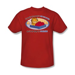 Garfield - Pop Out Of Bed Adult T-Shirt In Red