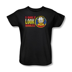 Garfield - I Only Look Harmless Womens T-Shirt In Black