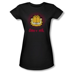 Garfield - Obey Me Juniors T-Shirt In Black