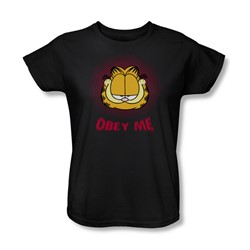 Garfield - Obey Me Womens T-Shirt In Black