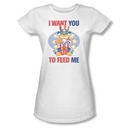 Garfield - I Want You Juniors T-Shirt In White