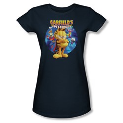 Garfield - Dvd Art Juniors T-Shirt In Navy