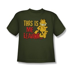 Garfield - Leaving Big Boys T-Shirt In Military Green