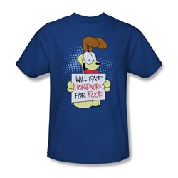 Garfield - Will Eat Homework Adult T-Shirt In Royal Blue