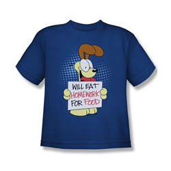 Garfield - Will Eat Homework Big Boys T-Shirt In Royal Blue