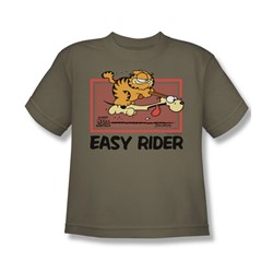 Garfield - Vintage Easy Rider Big Boys T-Shirt In Safari Green