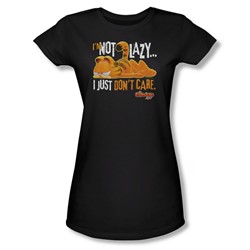 Garfield - Not Lazy Juniors T-Shirt In Black