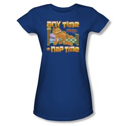 Garfield - Nap Time Juniors T-Shirt In Royal Blue