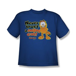 Garfield - Smiling Big Boys T-Shirt In Royal Blue
