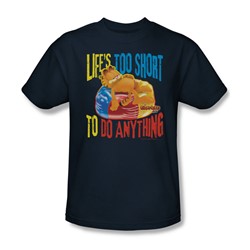 Garfield - Too Short Adult T-Shirt In Navy