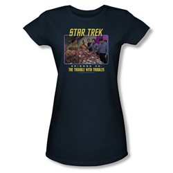 Star Trek - St / The Trouble With Tribbles Juniors T-Shirt In Navy