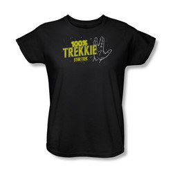 Star Trek - St / 100% Trekkie Womens T-Shirt In Black