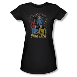 Star Trek - St / Warp Factor 4 Juniors T-Shirt In Black