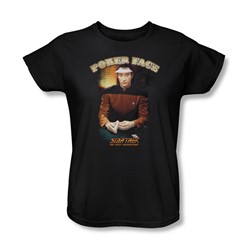 Star Trek - St: Next Gen / Poker Face Womens T-Shirt In Black