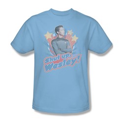 Star Trek - St: Next Gen / Shut Up Wesley Adult T-Shirt In Light Blue