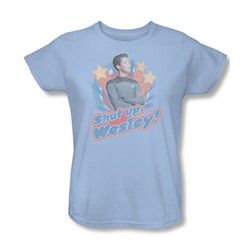 Star Trek - St: Next Gen / Shut Up Wesley Womens T-Shirt In Light Blue