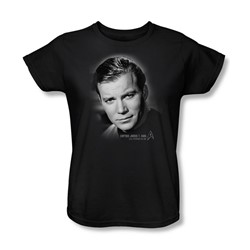 Star Trek - St / Captain Kirk Portrait Womens T-Shirt In Black