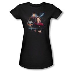 Star Trek - St: Voyager / Captain Janeway Juniors T-Shirt In Black