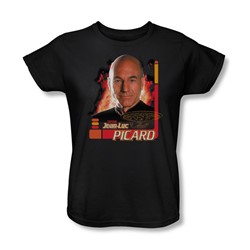 Star Trek - St: Next Gen / Captain Picard Womens T-Shirt In Black