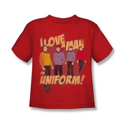 Star Trek - Man In Uniform Little Boys T-Shirt In Red