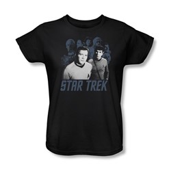Star Trek - Kirk, Spock And Company Womens T-Shirt In Black