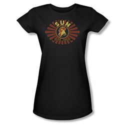 Sun Records - Sun Ray Rooster Juniors T-Shirt In Black