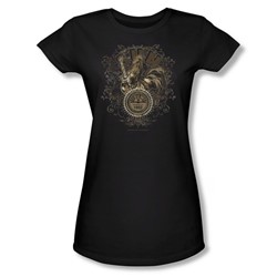 Sun Records - Scroll Around Rooster Juniors T-Shirt In Black