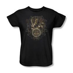 Sun Records - Scroll Around Rooster Womens T-Shirt In Black