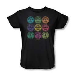 Sun Records - Rocking Color Block Womens T-Shirt In Black