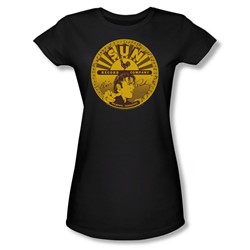 Sun Records - Elvis Full Sun Label Juniors T-Shirt In Black
