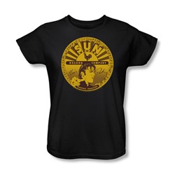 Sun Records - Elvis Full Sun Label Womens T-Shirt In Black