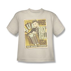 Sun Records - Rock N Roll Began Poster Big Boys T-Shirt In Cream