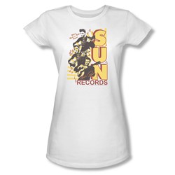 Sun Records - Tri Elvis Juniors T-Shirt In White