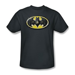 Batman - Bat Mech Shield Adult T-Shirt In Charcoal