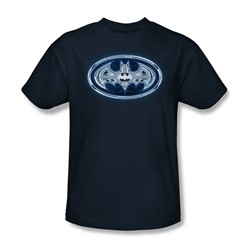Batman - Cyber Bat Shield Adult T-Shirt In Navy