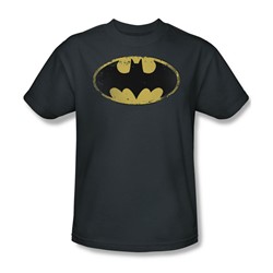 Batman - Distressed Shield Adult T-Shirt In Charcoal